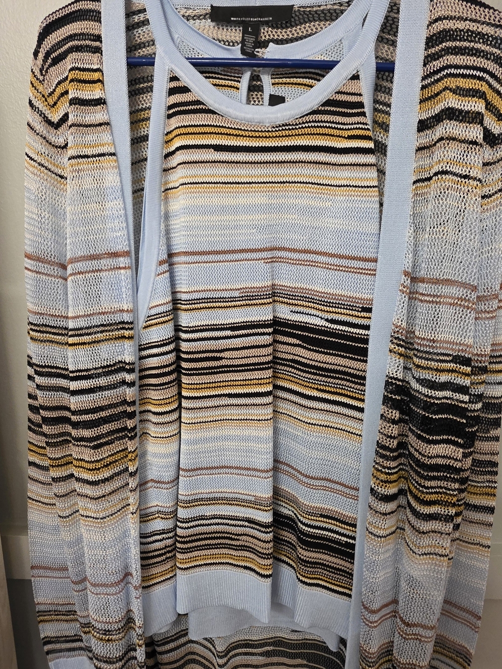 Light Blue Striped Men’s Sweater Set